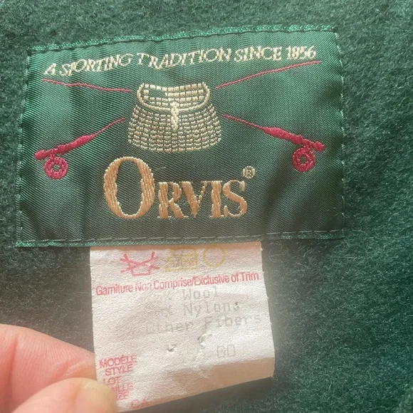 Vintage Orvis Forest Green Wool Vest Multiple Pockets Large - Picture 7 of 9